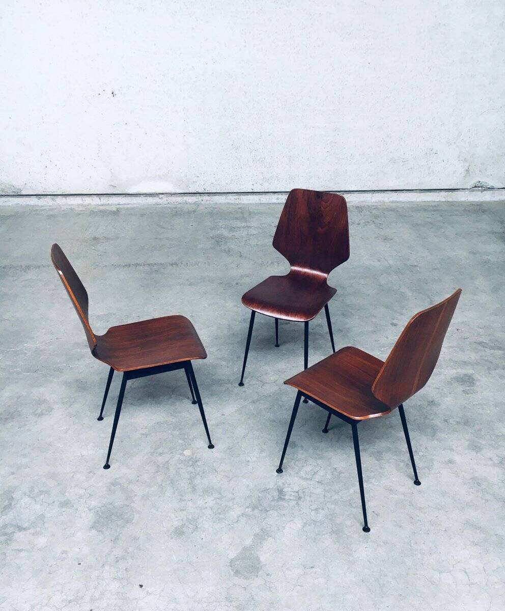 Mid-Century Modern Plywood Side Chairs attributed to Carlo Ratti for Legni Curvati, Italy, 1950s, Set of 3