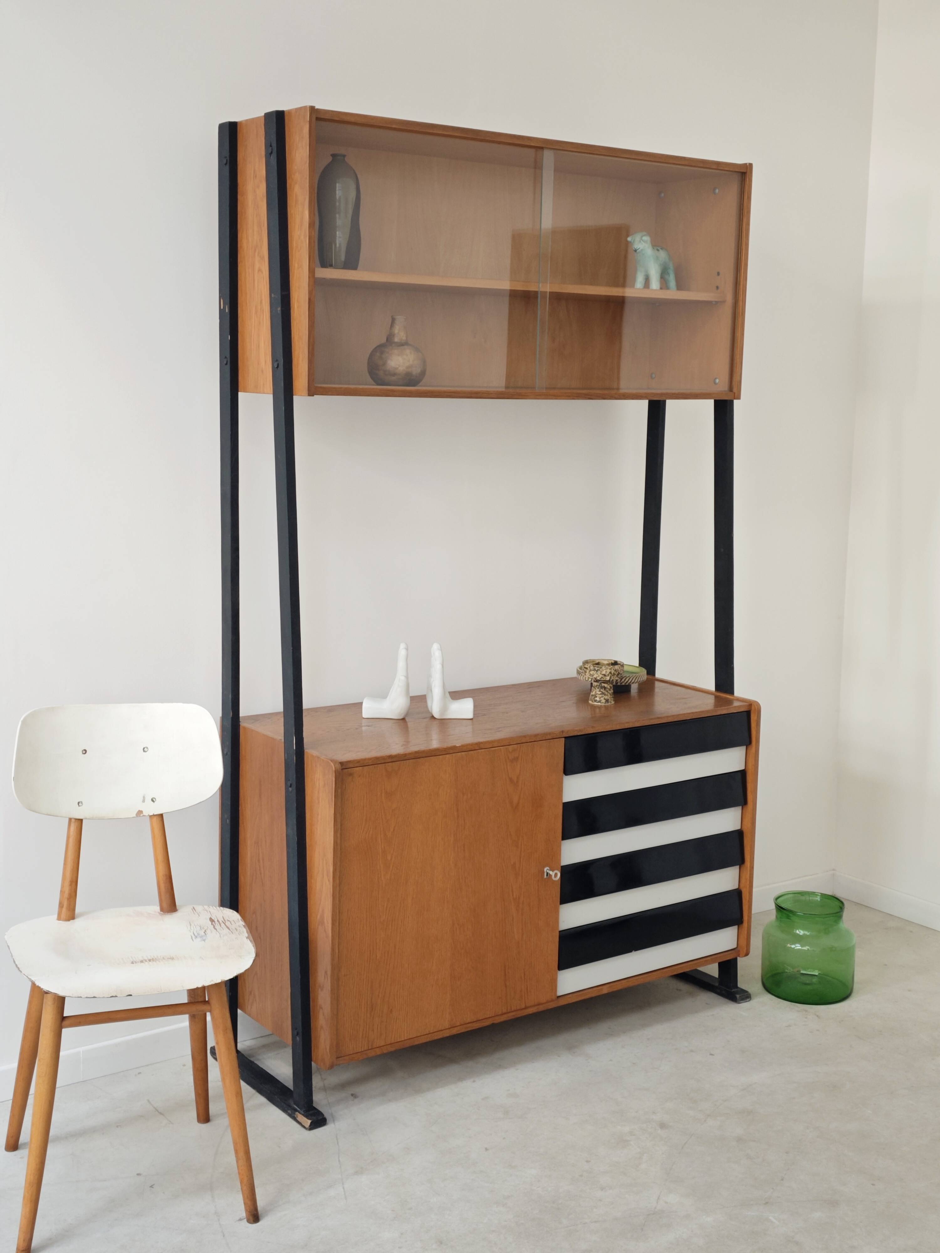Library buffet U 458 black by Jiri Jiroutek for Interier Praha 1960