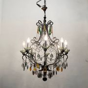 Grand lustre en cristal multicolore des années 1950