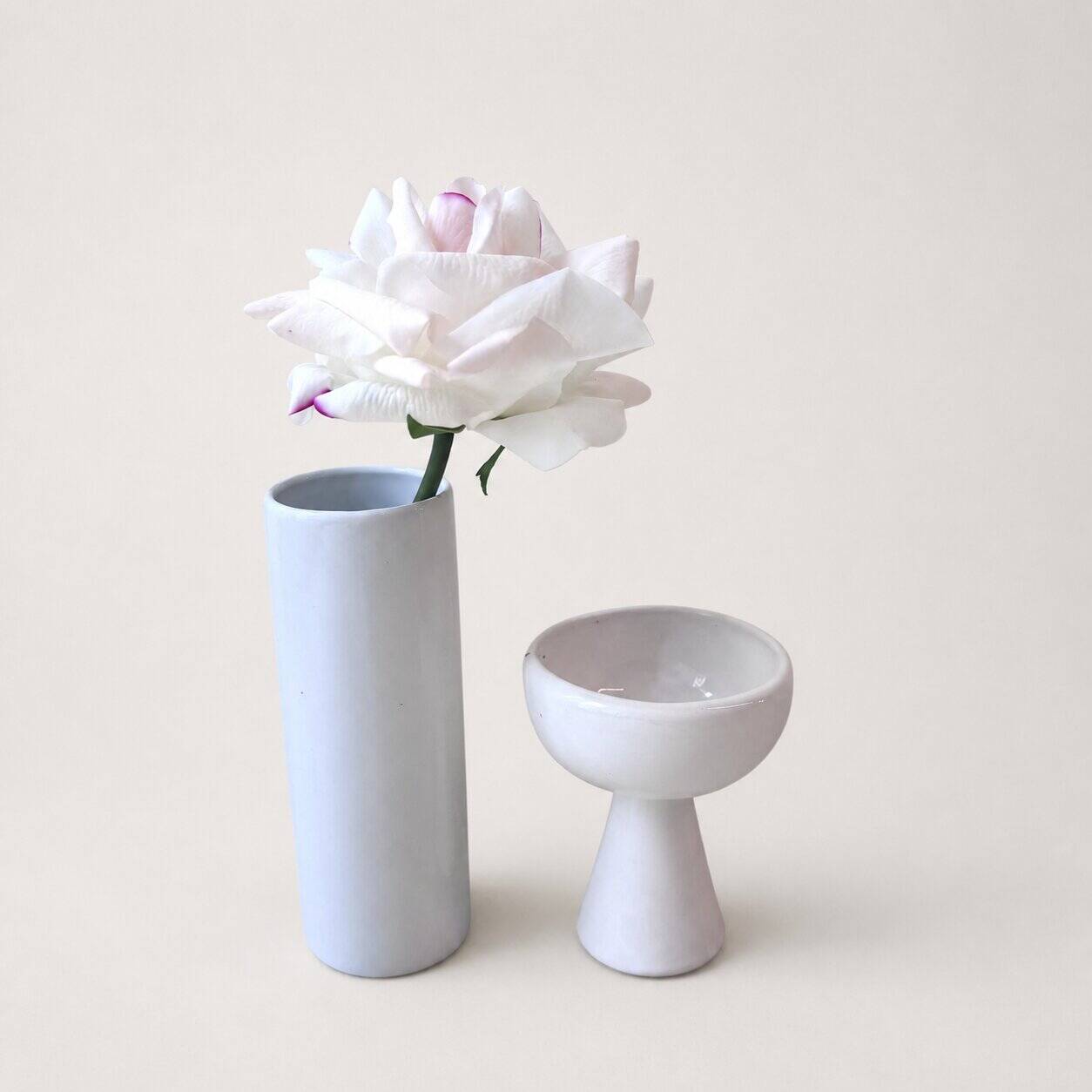 Soliflore et bougeoir en porcelaine