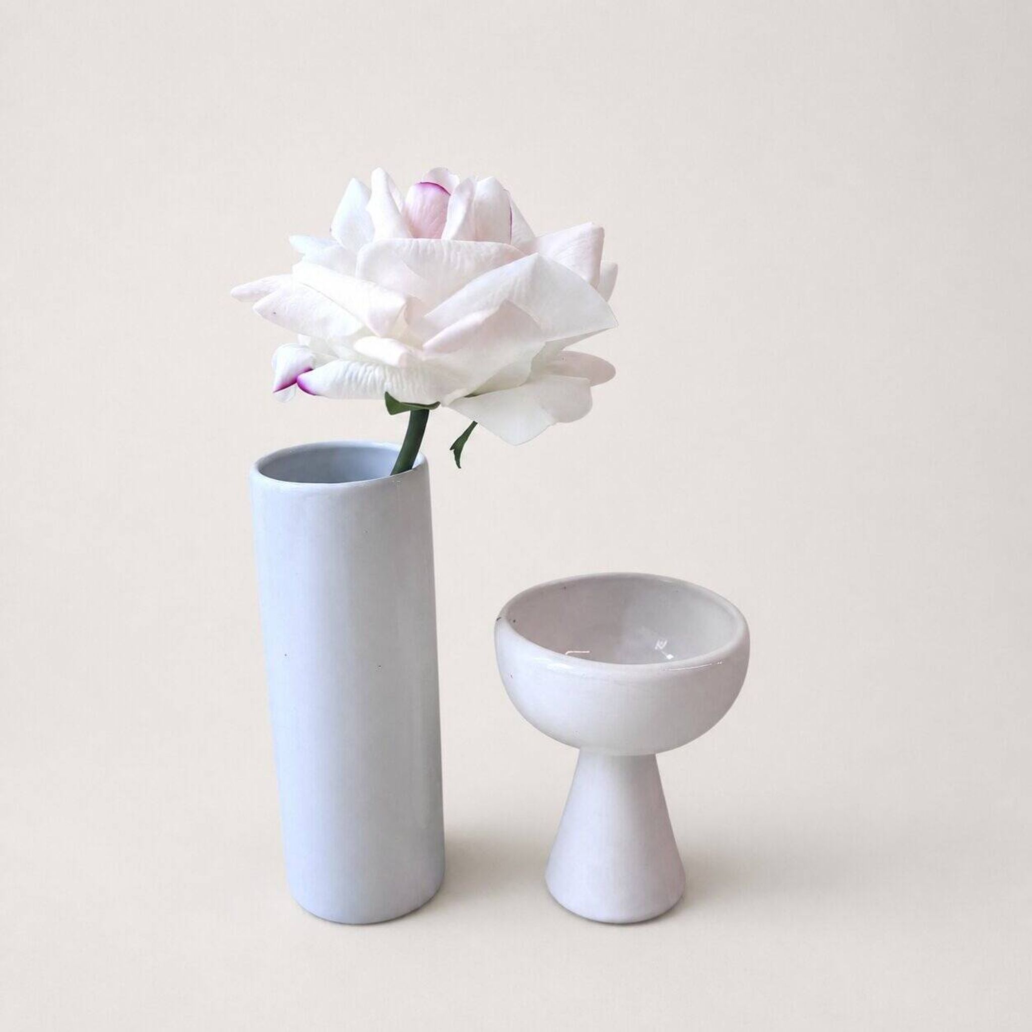 Single flower vase and candlestick in porcelain