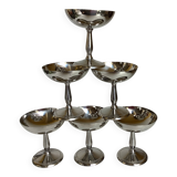 6 footed bowls with a silver metal ice frieze