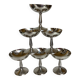 6 footed bowls with a silver metal ice frieze