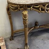Hollywood Regency Console - Gilded Wood and Marble