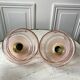 Pair of suspensions in pink glass and golden edging 50s-60s