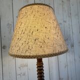Turned wooden floor lamp