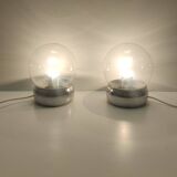 Pair of Vintage Glass and Metal Table Lamps "Vieste" by GPA Monti for Candle