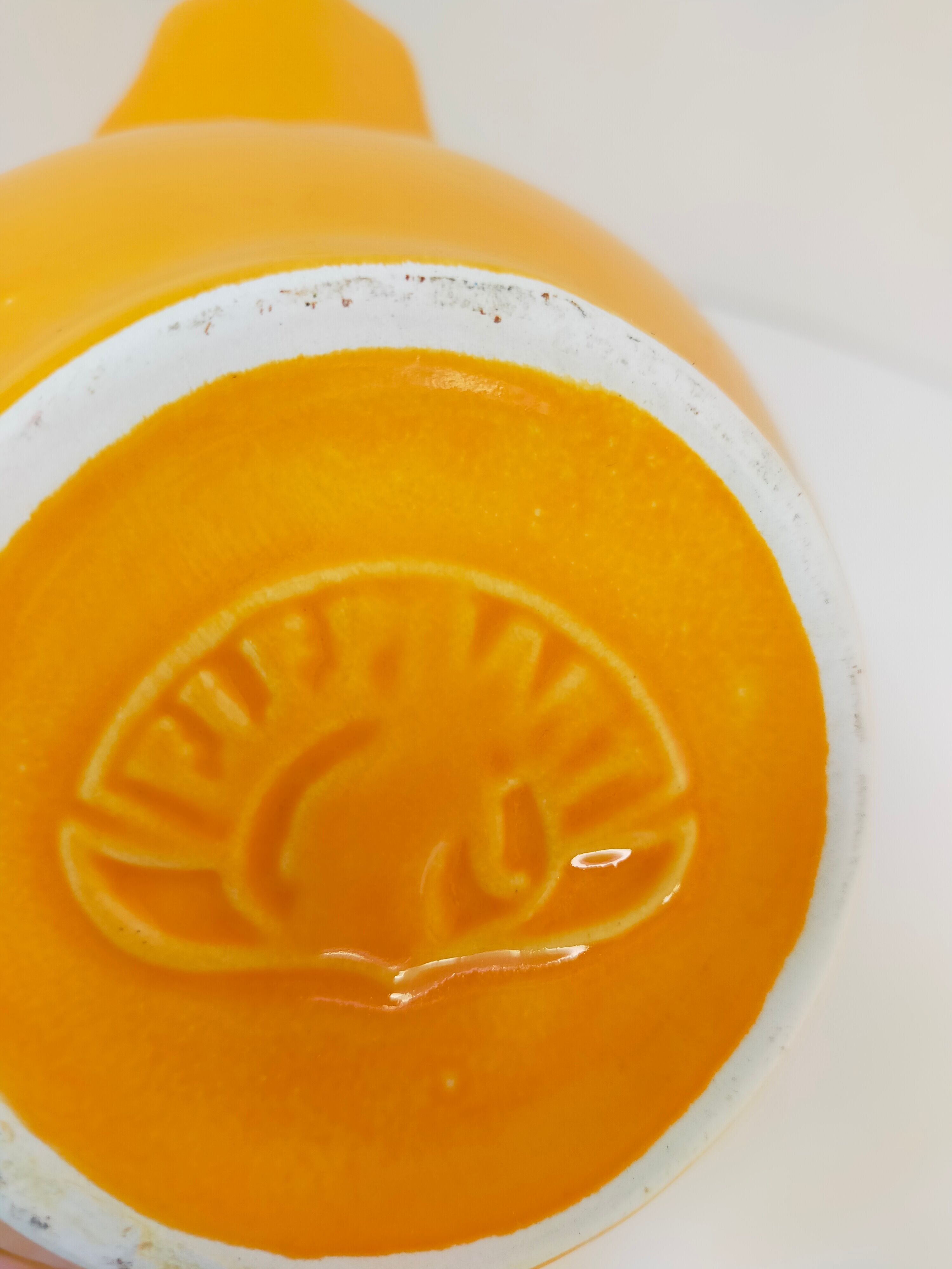 elephant teapot in vintage orange porcelain 80s