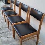 Series of 4 vintage Scandinavian chairs 1950