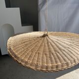 Rattan suspension or shade in the shape of a braided undulating circular tray d:80