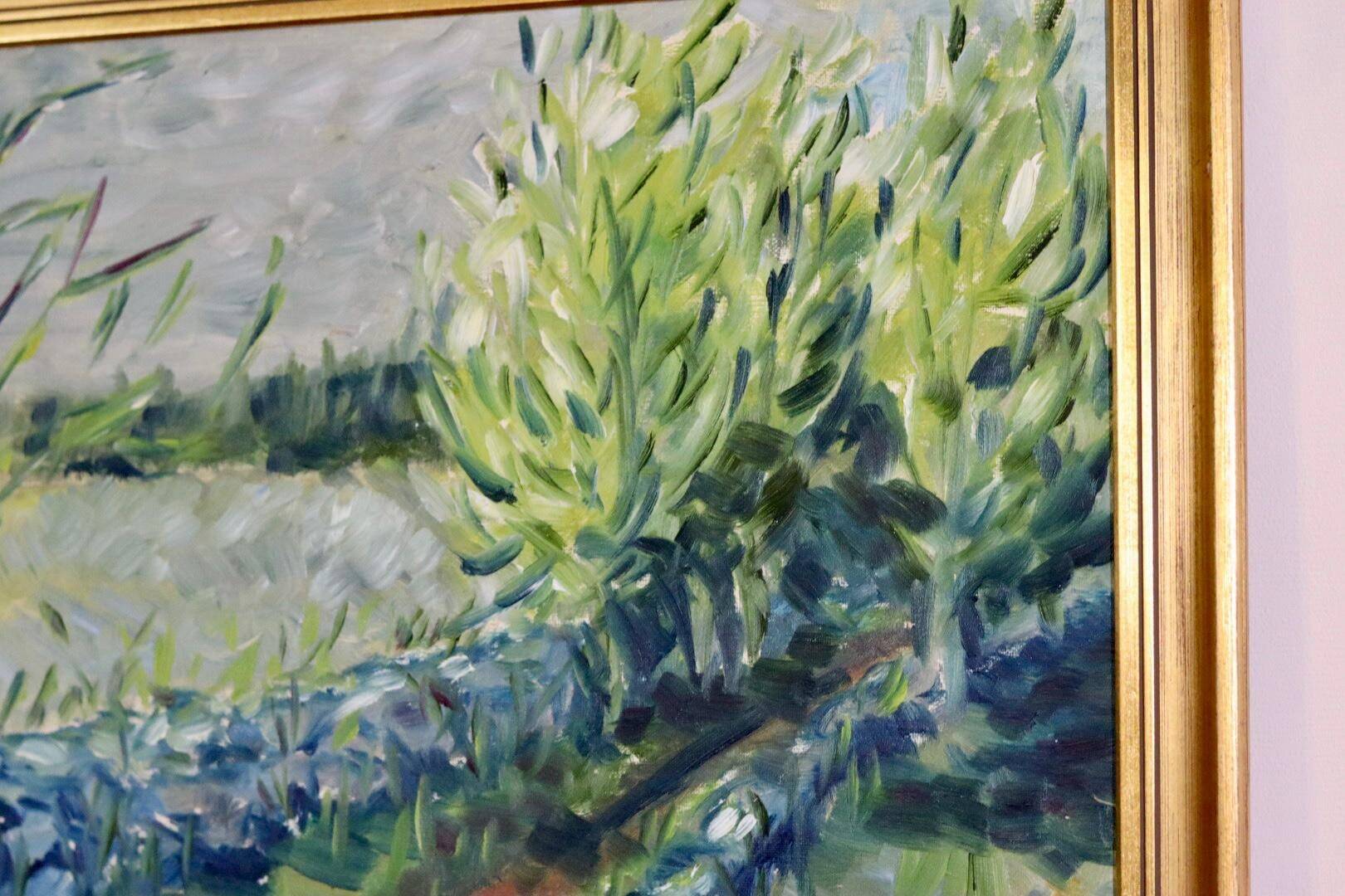 Original Swedish Mid Century Oil on Canvas "Path" - Vintage & Framed