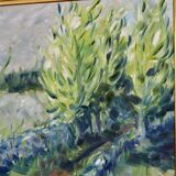 Original Swedish Mid Century Oil on Canvas "Path" - Vintage & Framed