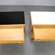 1960s František Mezulaník Mid-Century Maple Nightstands with Black and White Glass