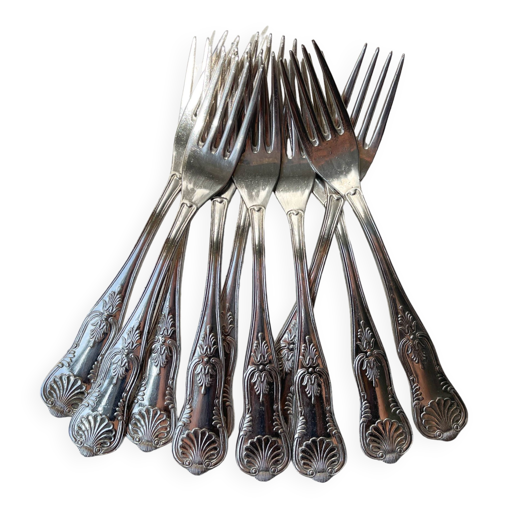 10 Vintage Rocaille Style Metal Forks