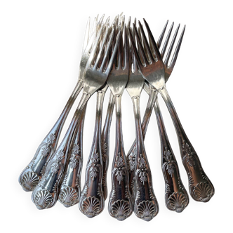 10 vintage Rocaille style metal forks