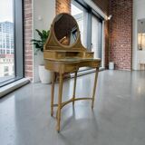 Vintage curved gold console with mirror