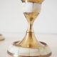 Lot of old candlesticks in brass and mother-of-pearl