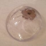 Daum france glass ashtray/pouch in glass paste signed "anemone" decor 70's