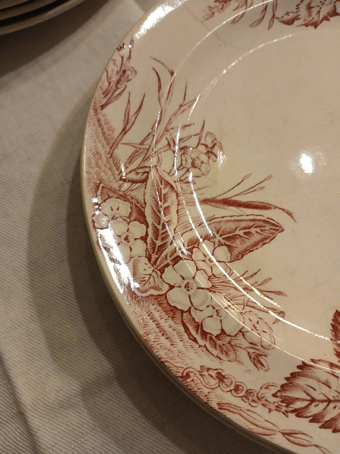 10 antique ironstone dinner plates