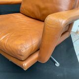 Lounge chair and ottoman leather cognac