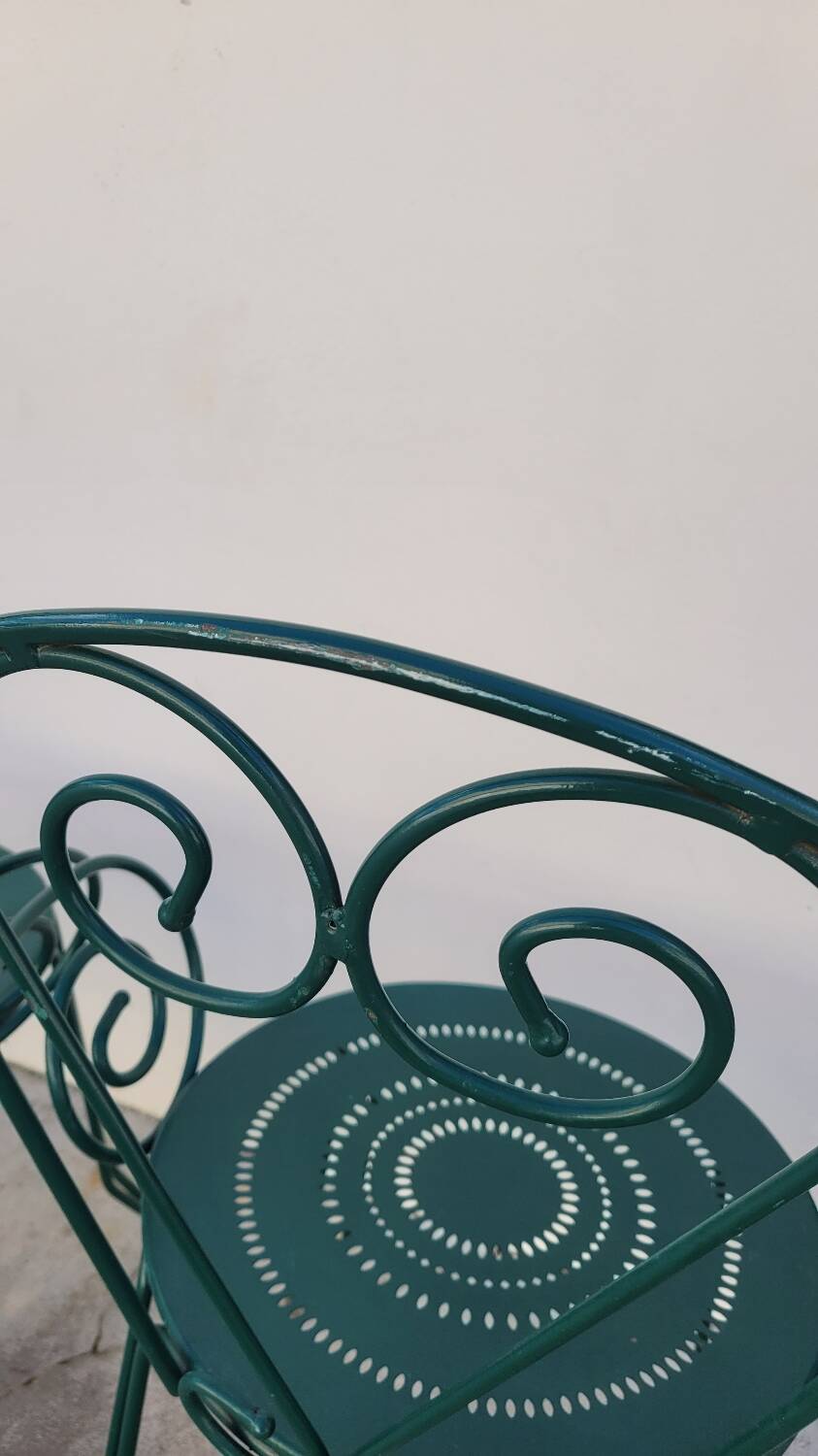 Série de 4 fauteuils de Jardin Fermob en fer ancien