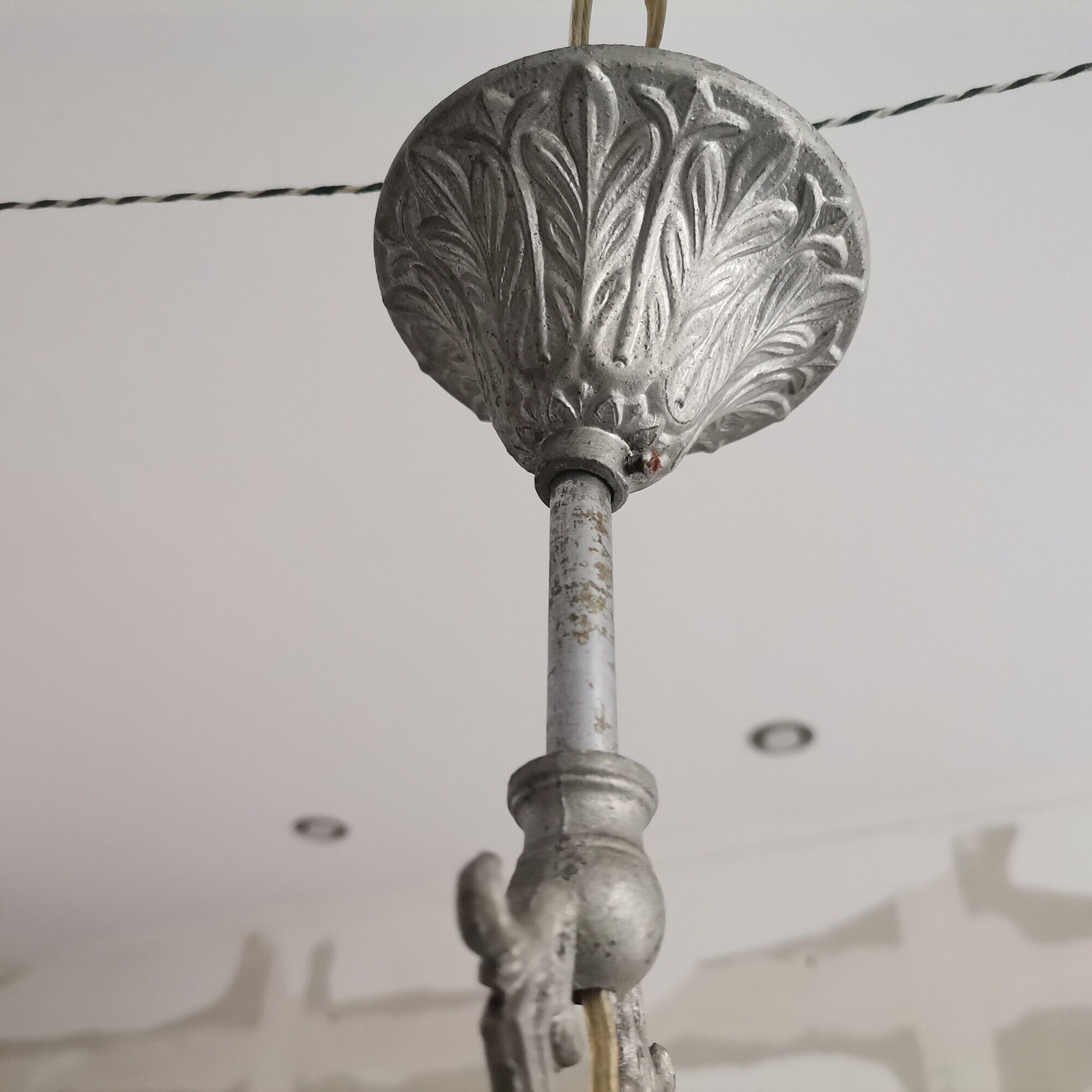 Mid-century portuguese green opaline glass hanging lamp 1960s