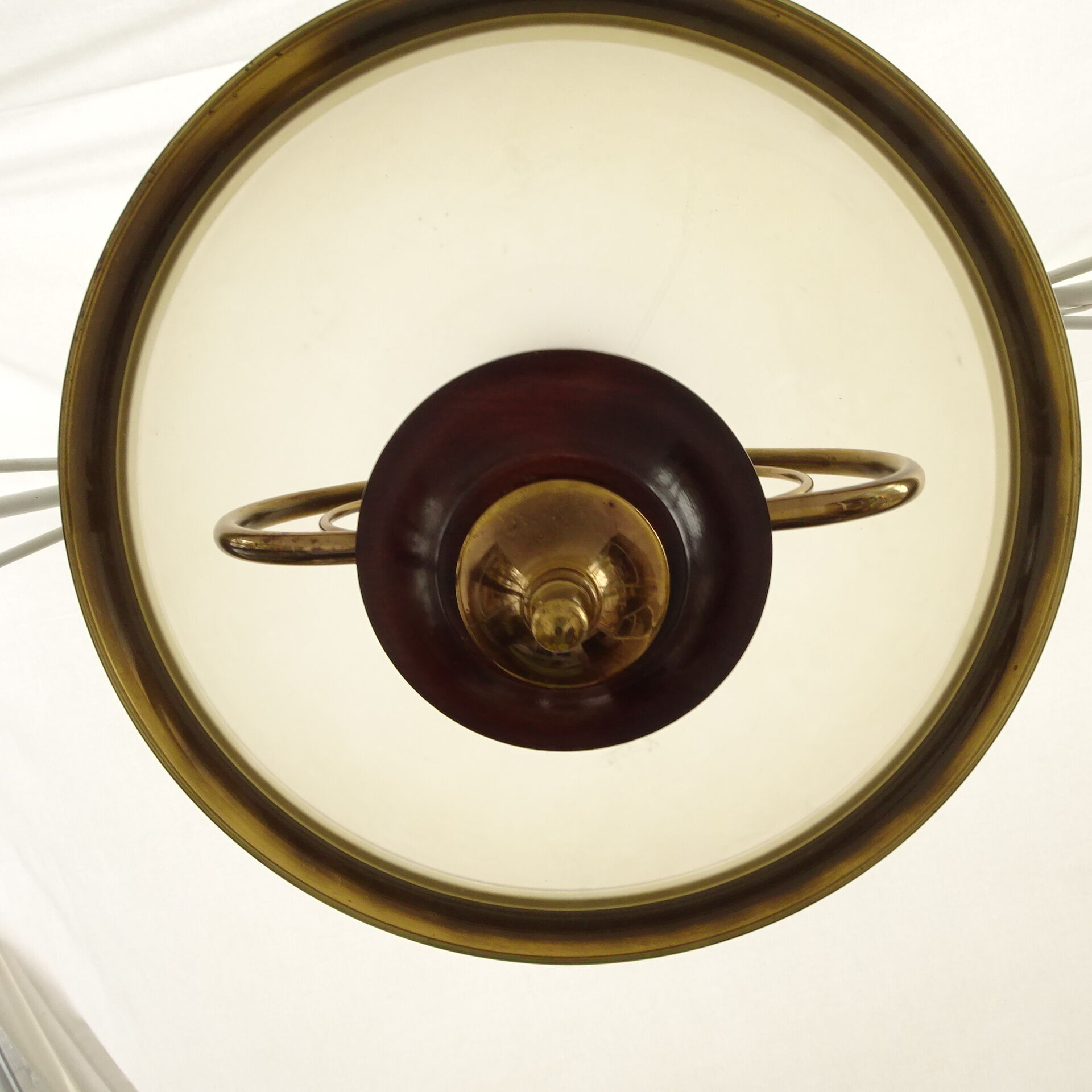 Suspension in opaque glass and solid brass