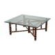 Square coffee table in vintage bamboo 1970 by McGuire model BA - 13 C