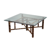 Square coffee table in vintage bamboo 1970 by McGuire model BA - 13 C