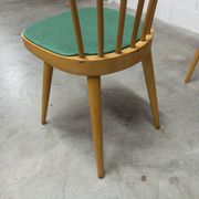 Baumann desk and chair, 1960s, Formica, wood and black, green seat