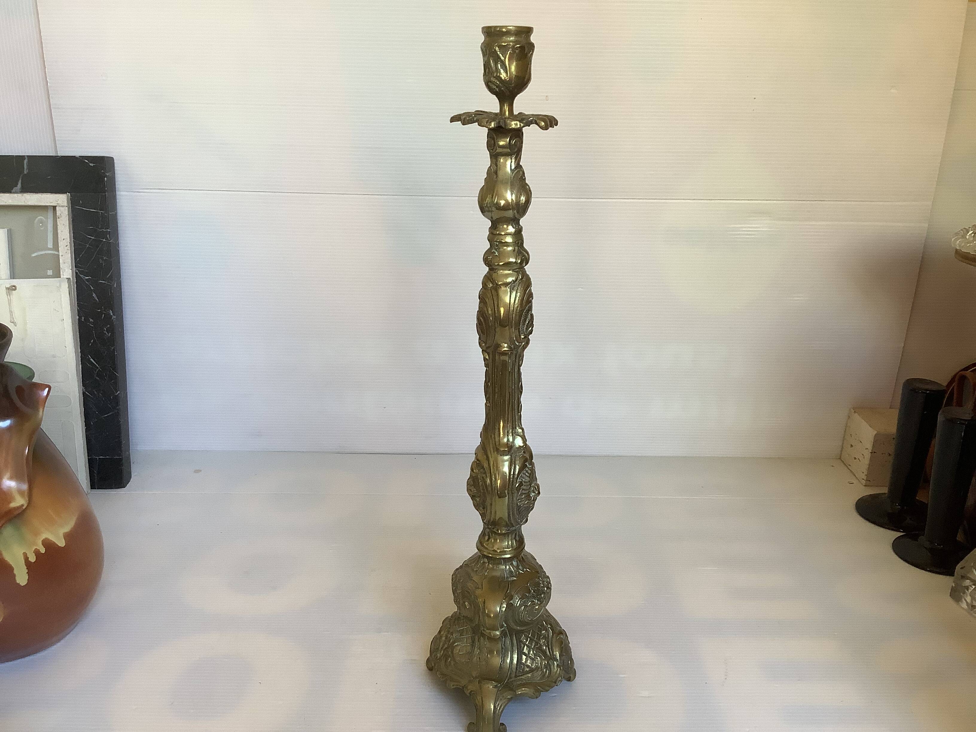 Large worked bronze candlestick