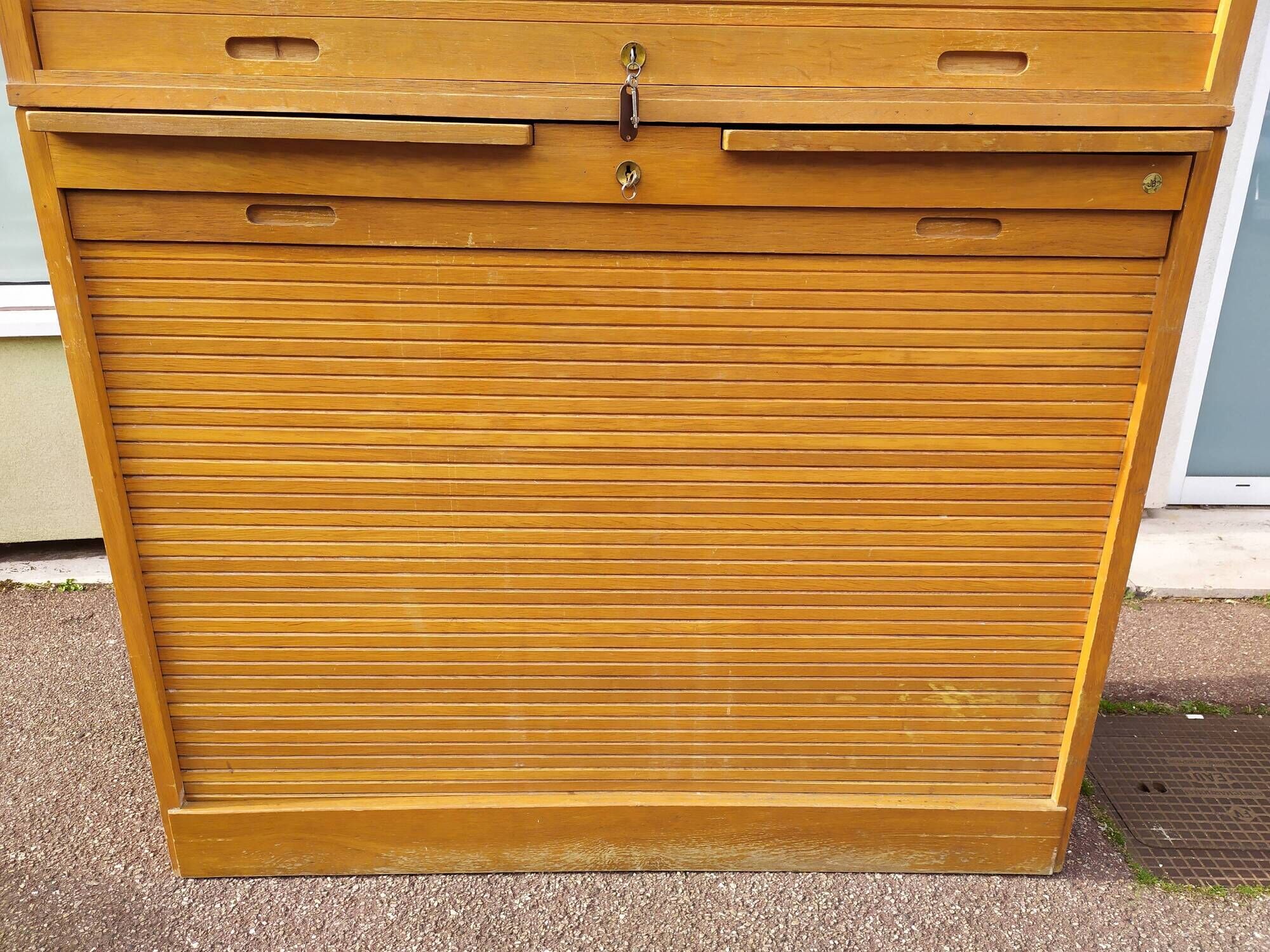 Large Wardrobe Secretary Curtains Wood Storage Vintage Year 50 60