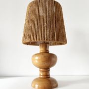 Vintage 1960 turned wood elm lamp