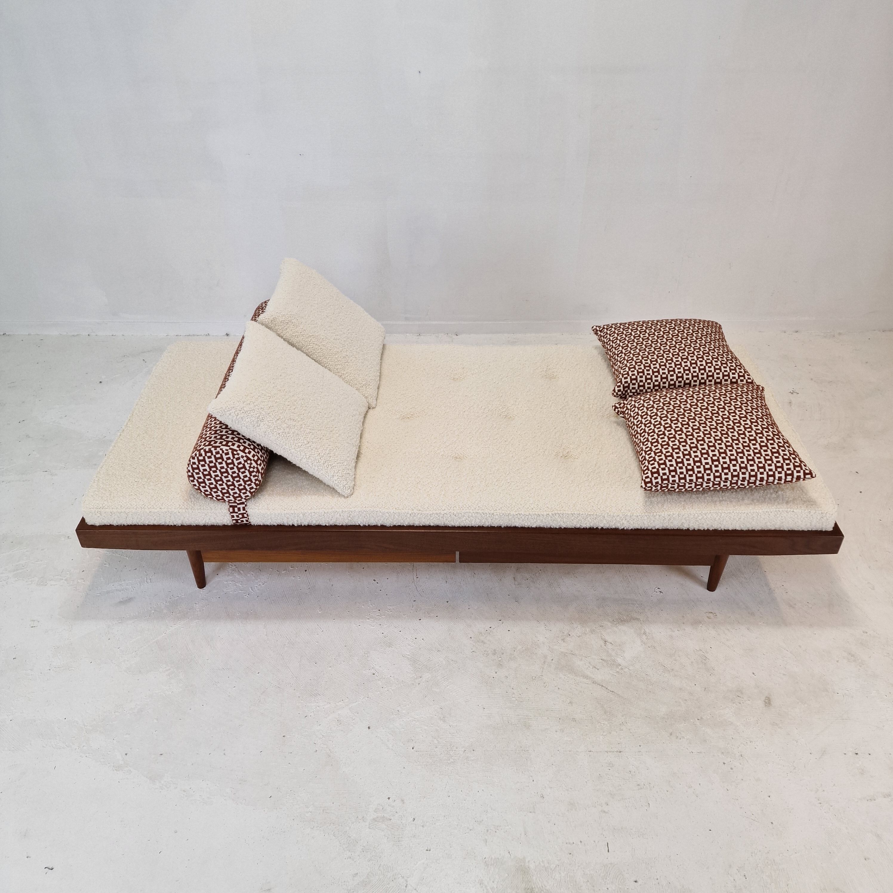 Teak Daybed with Hermes Cushions and Bolster, 1960s
