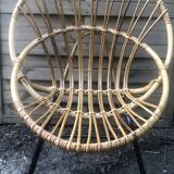 Vintage bamboo rattan shell armchair from the 60s
