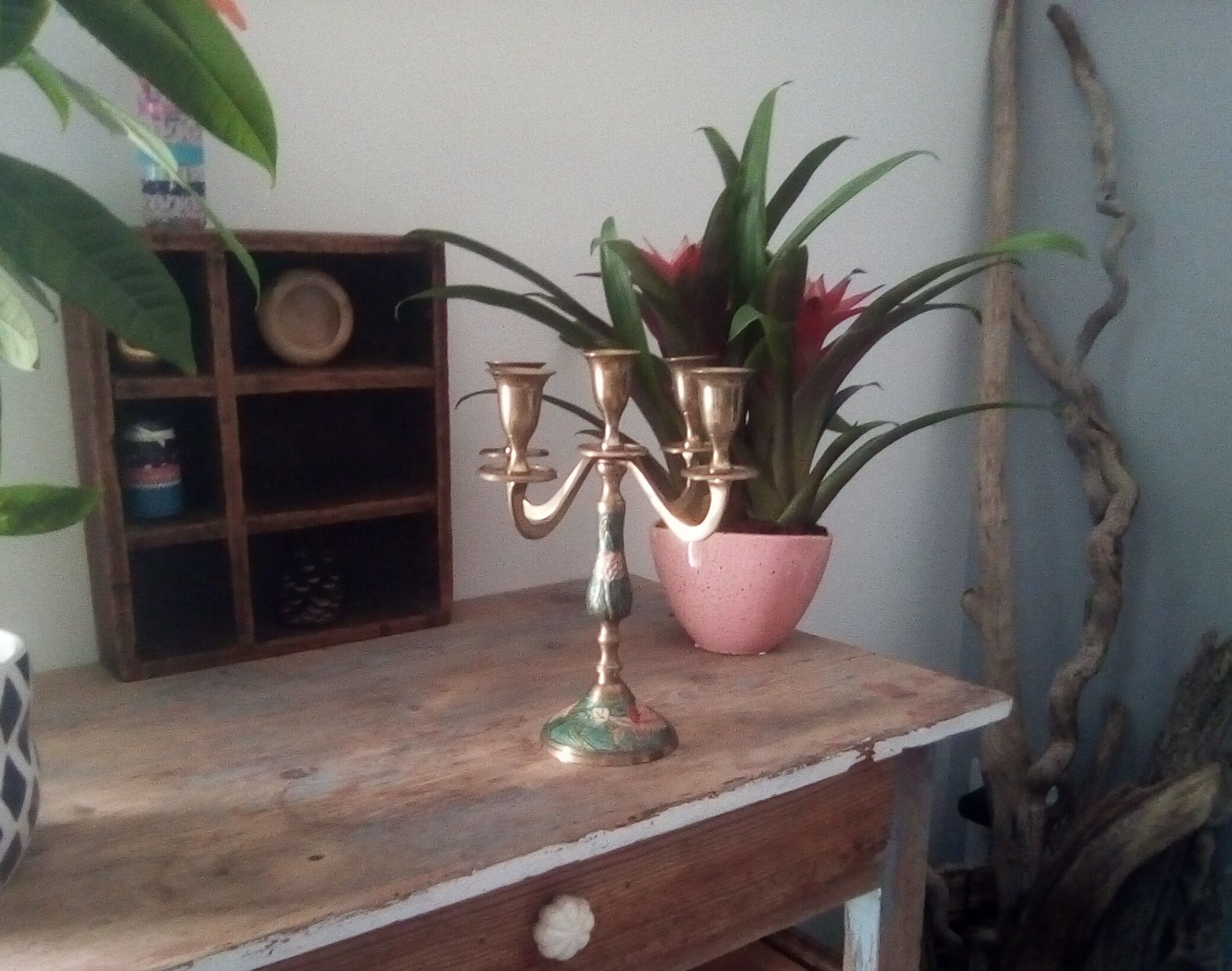 5-pointed candlestick in enamelled brass