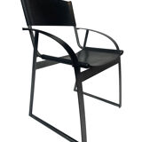 Vintage chair in saddle leather black steel 1970s