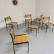 6 anciennes chaises en métal et bois design italien des années 80 vintage
