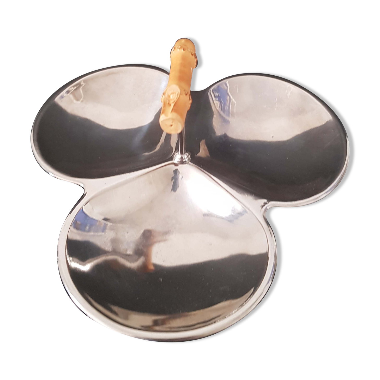 Grand Plateau De Service Inox 18/10 - Vintage Rétro Argenté - Occasion