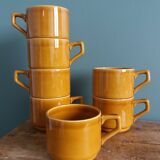 7-cup bistro coffee set in caramel mustard color