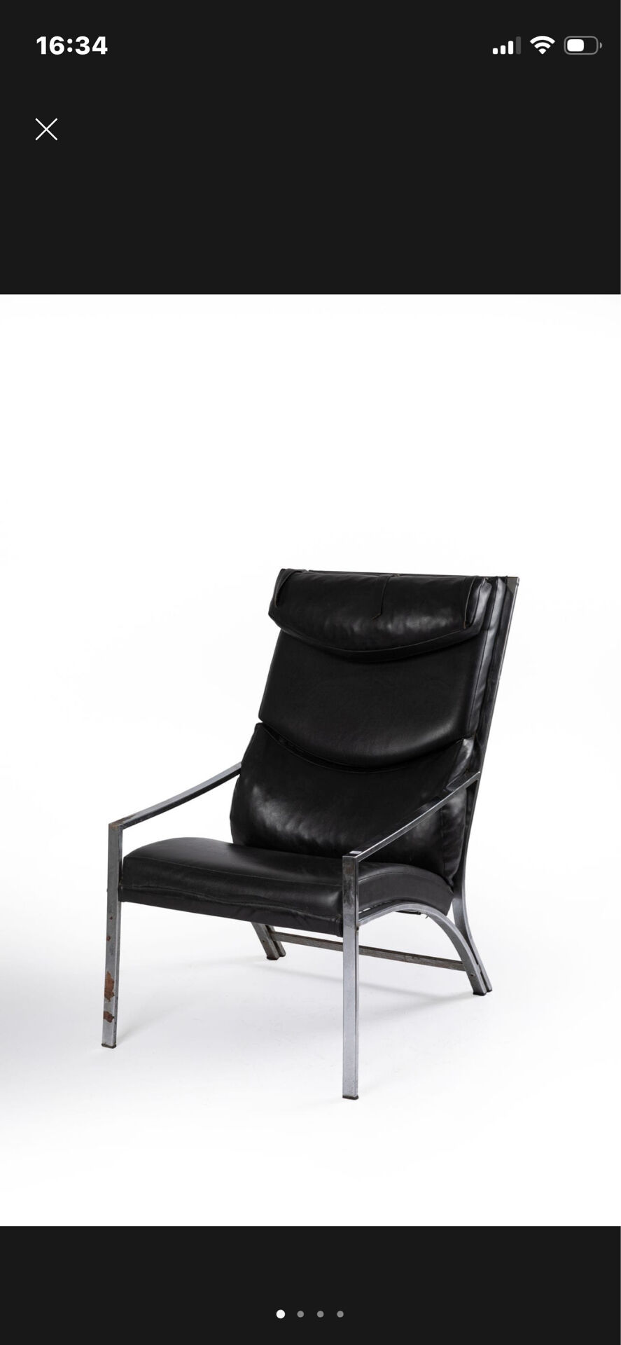 Fauteuil en cuir et métal, années 70