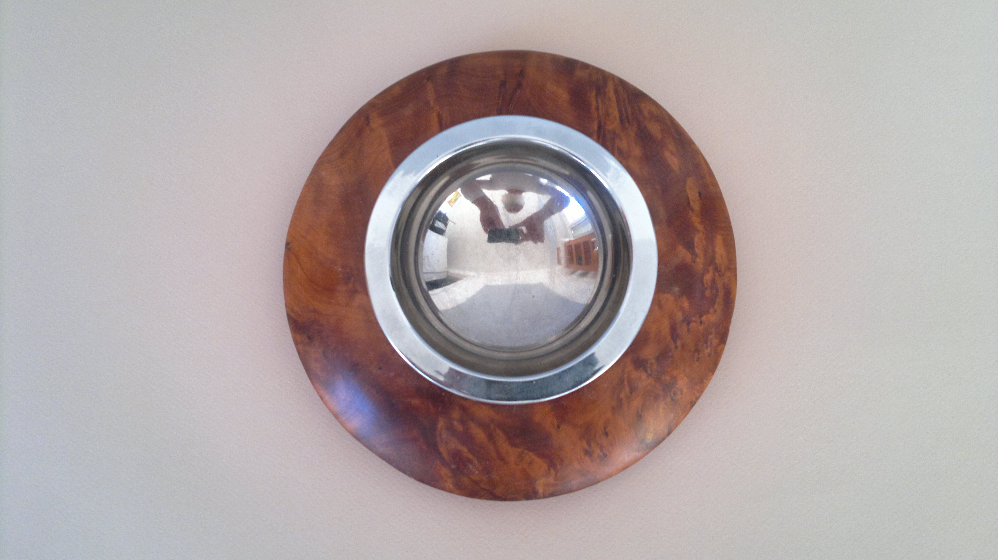 Modernist ashtray in walnut and metal