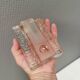 Pukeberg Walther Glass rectangular “solifleur” glass vase with one stem.