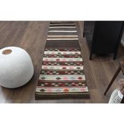 1970s Turkish Oushak Handmade Wool Cotton Brown Runner 65x243