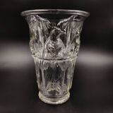 Vase en verre Art Déco français avec motif cacatoès par Verlux