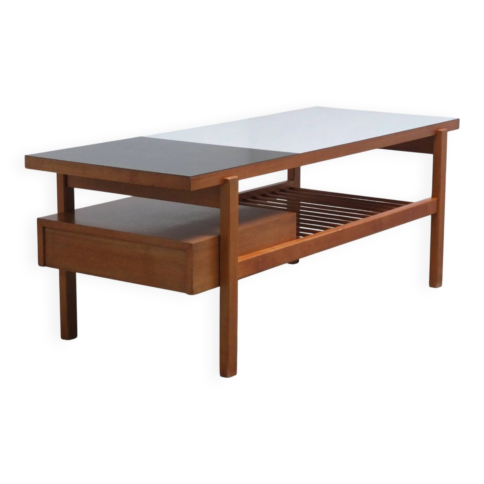 Table basse double face rare par Jos De Mey pour Van Den Berghe-Pauvers, années 1960.