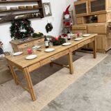 Antique solid oak craft table with drawers