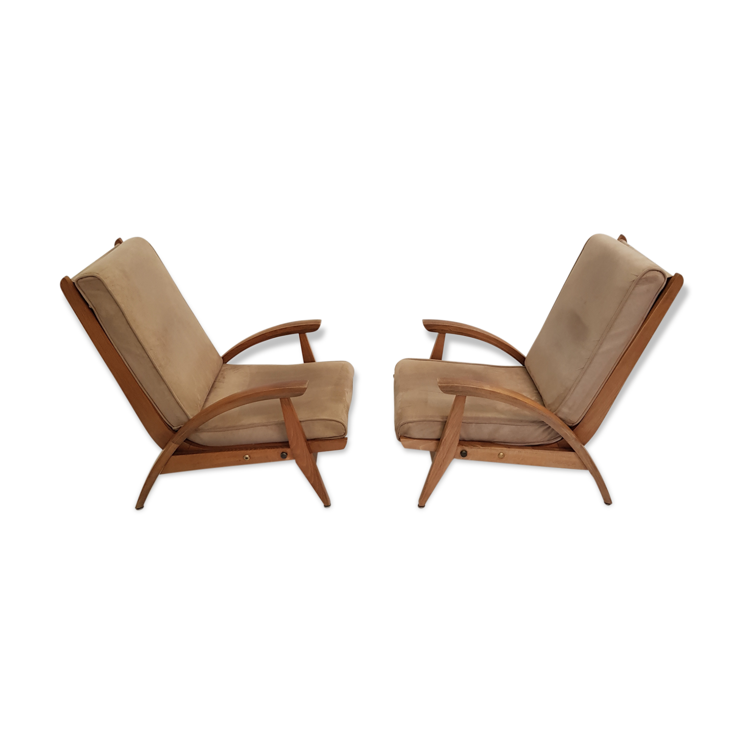 Pair of FS 134 Recliner chairs by Guy Besnard for Free Span, 1954