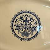 Old Dish Basket Vegetable Dish Earthenware Gien Rouen Renaissance Blue Model