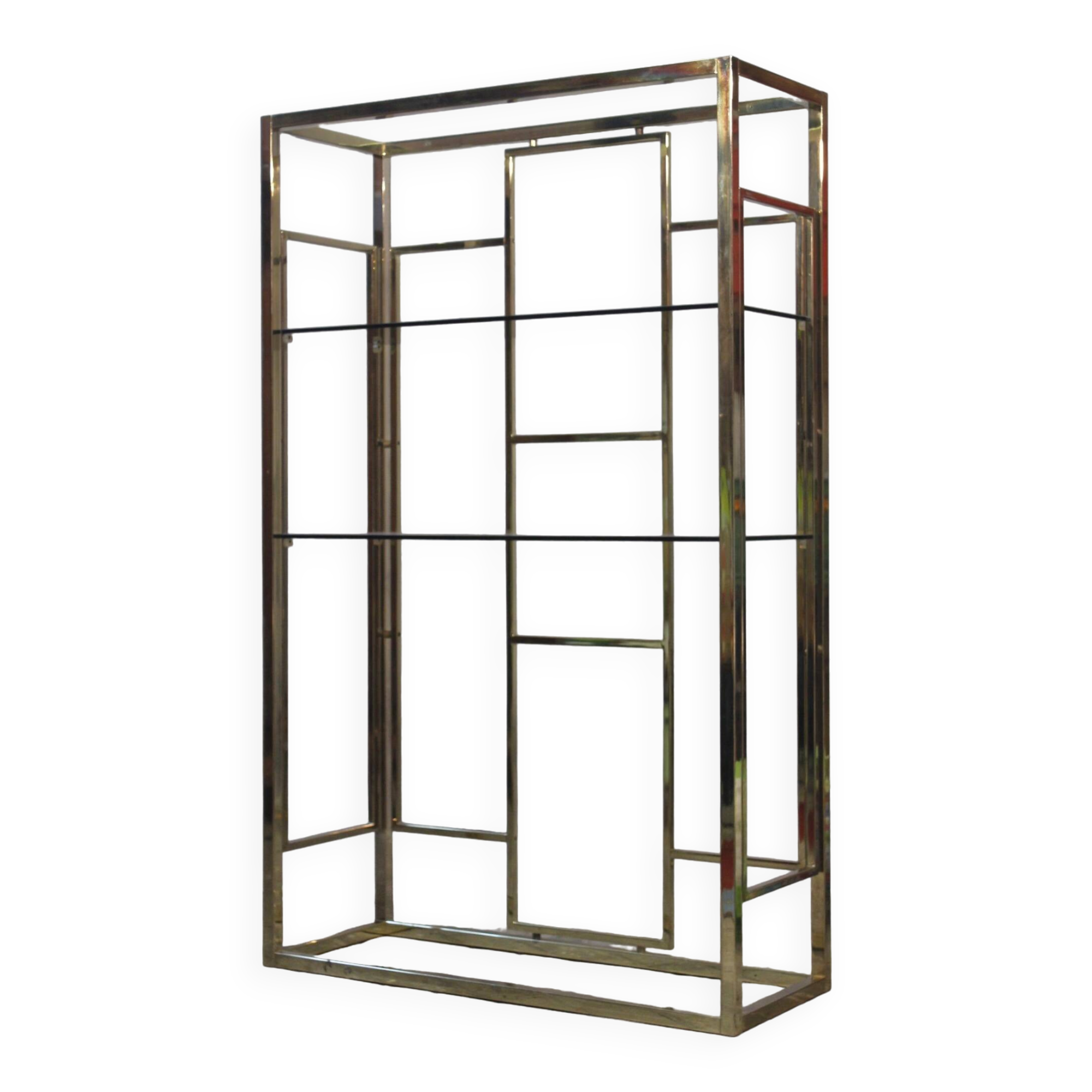 Post-modern shelf in gilded brass, Italy 1970s